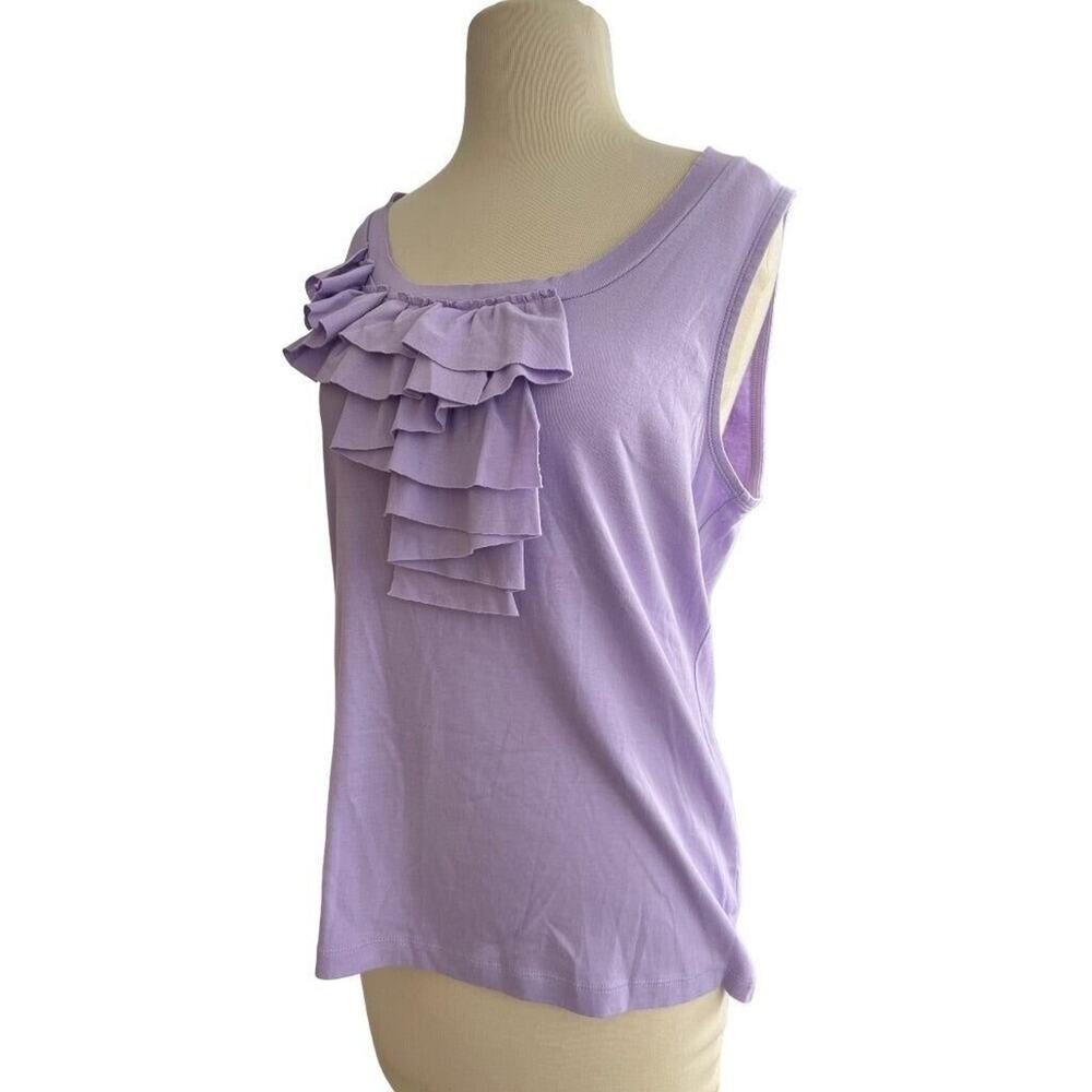 L Talbots Asymmetrical Ruffled Collar Lavender Sleeveless Blouse‎ Tank